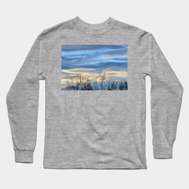 Treeline & Clouds (Impressionism) Long Sleeve T-Shirt by LaurieMinor